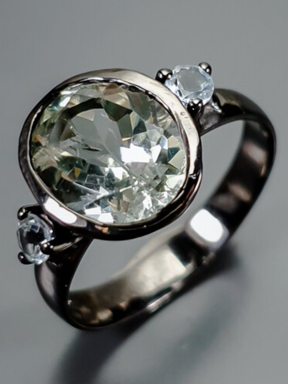 Ring Aquamarine Topaz Sterling Size 8
